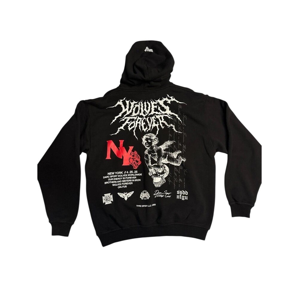 Darc Sport New York Black Graphic Hoodie with Wolves Forever